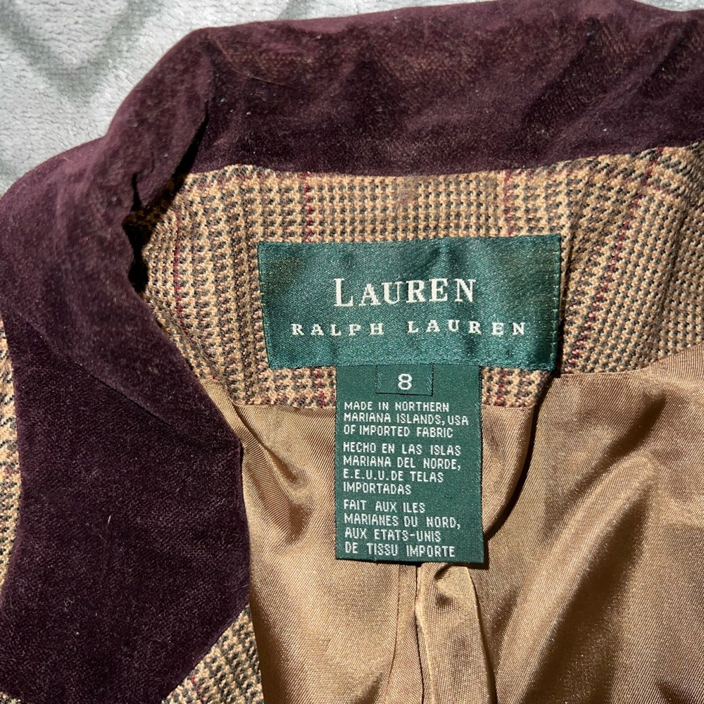 Plaid Lauren Ralph Lauren Blazer with Velvet Accent Collar